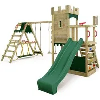 FATMOOSE Spielturm Boldbaron – Spielturm mit SurfSchaukel, Rutsche & Kletterwand, Abenteuerliche Ritterburg für kleine Entdecker – 10 Jahre Garantie*