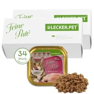 Lyra Pet Lecker.Pet Leo's Feine Paté Reich an Huhn Katzenfutter Nassfutter Vollnahrung 17x3,88 kg