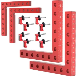 4PCS VEIKO 140mm x 140mm 90 Degree Right Angle Clamps Positioning Squares MM/Inch Scale Aluminum Alloy Woodworking Carpe