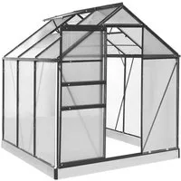 BRAST Gewächshaus Aluminium mit Fundament rostfrei 190x190x195cm TÜV geprüft, BxTxH: 190 x 190 x 195 cm, wetterfestes hochwertiges Aluminium, Temperaturbeständig, Wärmedämmend, Lichtbrechend & UV-stabilisiert