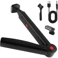TUWENA Körperrasierer Einziehbarer Körperrasierer, USB Körpertrimmer mit Doppelmesserkopf, Langer Griff Elektrischer Body Groomer Gesichts, Arm, Kinn-Barttrimmer