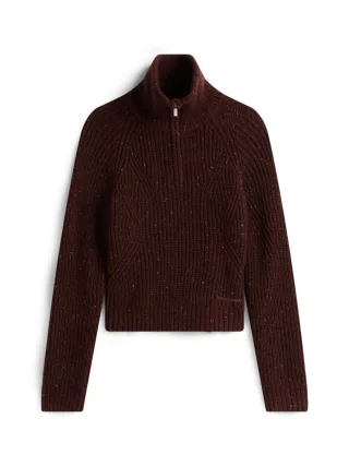 Tommy Jeans - Pullover mit Wolle und kurzem Reißverschluss braun - Gr. - S