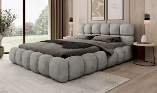 Polsterbett Bett AURELIA 180x200cm in Stoff Aprodite Aschgrau