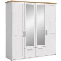 Home affaire Kleiderschrank COSENZA, Breite 188cm, viel Stauraum, in Landhausoptik (2 Schubkästen mit Vollauszug, 4 Türen, 2 Kleiderstangen, viel Stauraum) Schlafzimmerschrank, Schrank, Garderobenschrank