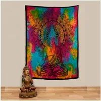KUNST UND MAGIE Wandteppich Buddha Dekotuch Große Tagesdecke Wandbehang Tuch Goa ca. 135 x 200cm