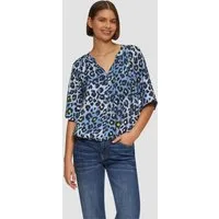 s.Oliver Kurzarmbluse Bluse Strukturierte Bluse im O-Shape mit Raffdetails