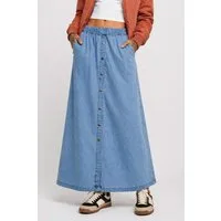 urbandreamz Jeansrock Damen Maxi Rock langer Schnitt leichter Denim Stretch stylischer Rock, robuster Jeansstoff, Gehschlitz
