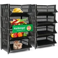 Novaliv Regalwagen 31109-8x, Novaliv 8 Stück Korbregal Schwarz Steckregal Stapelbar & Erweiterbar