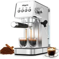 Ollygrin Kaffeehalbautomat 15-Bar-Halbautomatische Espressomaschine mit Milchaufschäumer und abnehmbarem 1,2-Liter-Wassertank