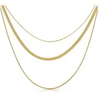 Made by Nami Schlangenkette Gold Mehrreihig 40 + 5 cm Länge, Wasserfest Boho Schmuck Damen