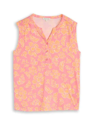 Tom Tailor - Henley Top mit Muster pink big flower design - Gr. - XXL