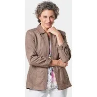 GOLDNER Blouson Velourslederimitat-Blazer mit Perforierung