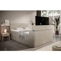 wonello Boxspringbett FLY mit TV-Lift, mit Bettkasten, TFK-Matratzen und premium Topper, LED-Beleuchtung