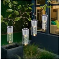 esotec LED-Hängeleuchte 4er Set Solarleuchten Smart Sticks 2800K warmweiß Luftblasen 102117