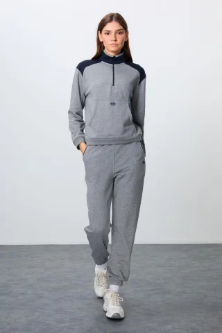 Fleece-Trainingsanzug-Set mit Farbblockierung