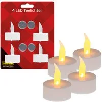 Idena LED-Kerze Idena 408998 - LED Teelichter, 4 Stück in Warmweiß, elektrische Kerzen, Flackerfunktion