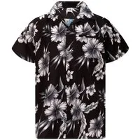 King Kameha Hawaiihemd Mono Flowers Funky Hawaii-Hemd Herren Kurzarm Front-Tasche Unisex