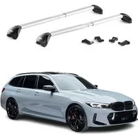 OMAC Dachträger Relingträger für BMW 3er Touring G21 2019-2025 Alu Silber 2 tlg ABE (2-St), Wasserbeständig,Abnehmbar,Multifunktional,Leichtgewichtig