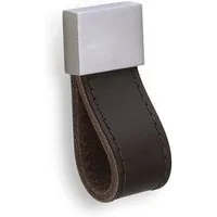 SO-TECH® Möbelgriff RUBEN Edelstahloptik matt / Leder dunkelbraun in 2 Varianten, Möbelknopf - incl. Schraube