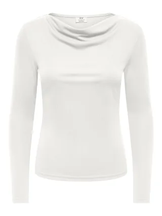 JDY - JDYBERNADETTE L/S ROUCHING TOP JRS Cloud Dancer - Gr. - M