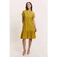 Tranquillo Sommerkleid Victoriaa aus Musselin Bio-Baumwolle V-Ausschnitt Stehkragen 2 Taschen (Einzelartikel) GOTS-zertifiziertes Kleid locker geschnitten, knieumspielend