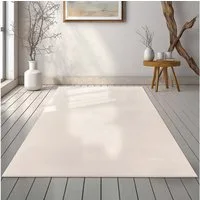 TaraCarpet Teppich Teppich Tiber in Hasenfelloptik uni Bubbels, rechteckig, Höhe: 14 mm, Hasenfell Bubbles beige Wohnzimmer Schlafzimmer Esszimmer 080X150