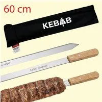 Kette´s Grillzubehör Grillspieß Adana Grillspieß mit Holzgriff 60cm 25mm Breit Edelstahl (12 Stück im Karton oder 6 Stück in Tasche), hitzebeständig und korrosionsbeständig
