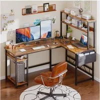 Furnicopia Eckschreibtisch Schreibtisch mit LED und USB L-förmiger Computertisch 160CM (Mit großem Ablagefach, USB-Ladeanschluss und Steckdose)