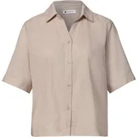 STREET ONE Blusenshirt natur,Casual,Baumwolle,Unifarben,Hemdblusenkragen,Kurz,Regular Fit