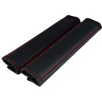 L & P Car Design Gurtpolster Gurtschoner Auto in Schwarz mit roter Naht Sicherheitsgurt, (2 Stück), Echtleder