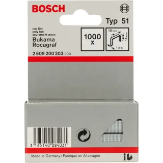 Bosch Flachdrahtklammer Typ 51, 10 x 1 x 14mm - 2609200203