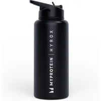 Myprotein Hyrox Recycelte Metall-Flip-Strohhalm-Flasche 1L - Schwarz
