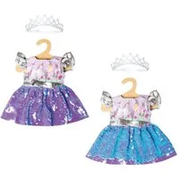 Heless Puppenkleidung Puppenkleid Fee und Einhorn mit Silberkrone lila Größe 28-35cm