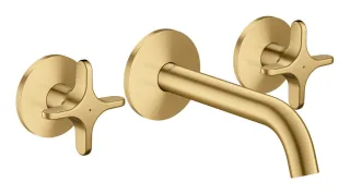 Hansgrohe 3-Loch Waschtischarmatur AXOR One Unterputz Wandm. 160mm Kreuzgriff brushed gold optic, 4 48130250