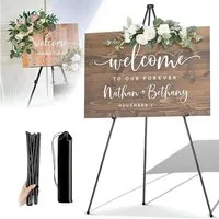 HEYHIPPO Staffelei Faltbare, tragbare Staffelei aus Metall für Hochzeiten, Schwarz, 63 Zoll Stativ Studio Staffelei Poster Stand Tragbare Canvas Tasche
