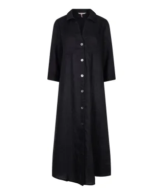 Esqualo - Langes Kleid aus Leinen schwarz - Gr. - XS