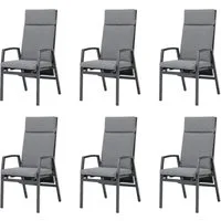 Gardissimo Gartenstuhl 6 er Set Vigo Lounge Stuhl Dining Alu Move Stapelstuhl (Spar-Set, 6 St), verstellbare Rückenlehne / wetterfest / stapelbar