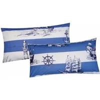 Heubergshop Kissenbezug, (2 Stück), 2er Set 40x80cm - Anker Schiff Leuchtturm Maritime (736/2-renforce)