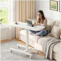 Klyvvo Schreibtisch Höhenverstellbarer, stabil C förmiger Laptoptisch, mobiler Sofatisch (1-St), 100cm Großer Platte, Rollen mit Feststellbremsen