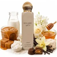 Lattafa Duft-Set Eclaire All Over Spray 150ml Süßer Gourmand + Parfümzerstäuber leer