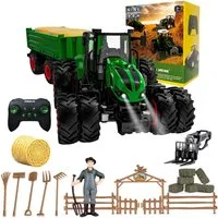 Esun RC-Traktor Ferngesteuerter Traktor Ferngesteuert, Traktor Spielzeug ab 3 4 jahre (Set, Komplettset), Traktor Ferngesteuert Ackerschlepper mit Licht und Sound