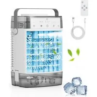 MOPUEA Ventilatorkombigerät Tragbarer Luftkühler Klimaanlage Luftbefeuchter 1000ML Wassertank, 4-in-1-Multifunktion-Kühlgebläse mit großem Fassungsvermögen