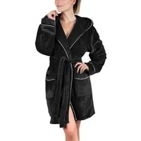 Gräfenstayn Damenbademantel Bademantel Damen flauschig Kapuze Kuschelfleece leicht kurz, warm & kuschelig, Knielang, Fronttaschen, Gürtel, S-XXL