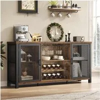 LuxusKollektion Barschrank Sideboard Weinschrank Holz Metall braun 140cm Vintagebraun schwarz