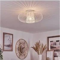 hofstein Deckenleuchte »Pieris« runde Deckenlampe aus Metall in Weiß, ohne Leuchtmittel, Retro-Leuchte mit Lichteffekt durch Gitter-Optik, Ø40cm, E27