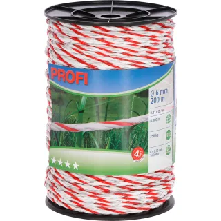 Kerbl Profi Weidezaunseil 6mm, 6x0,30 TriC, 200m, weiß/otr weiß/rot - 59509