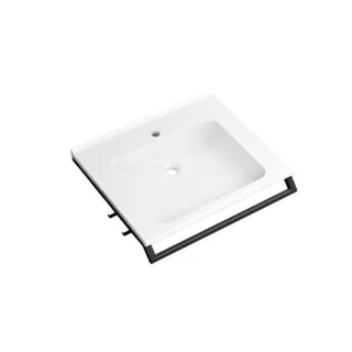 Hewi Mineralguss-Waschtisch 950.19.071DC 65x58cm, mit Haltegriff 65cm, 2 Haken, weiß, schwarz tiefmatt
