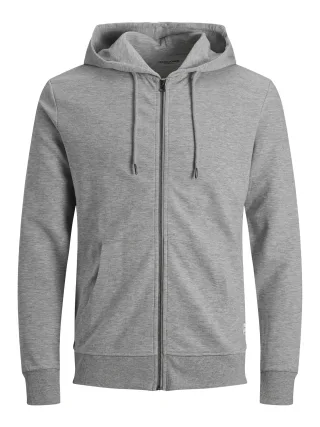 JACK&JONES - JJEBASIC SWEAT ZIP HOOD NOOS light grey melange - Gr. - L
