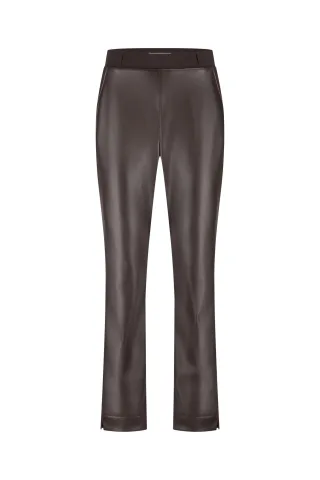 Studio Anneloes - Anne faux leather trousers espresso - Gr. - XL