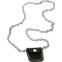 D&G Collier Rough, aus Edelstahl und Leder, Silber/Schwarz, mit kleinem Täschchen